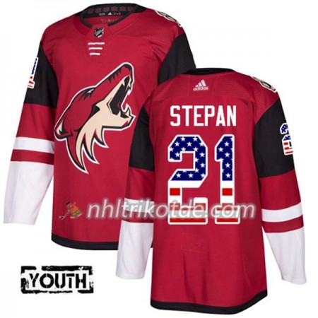 Arizona Coyotes Trikot Derek Stepan 21 Adidas 2017-2018 Rot USA Flag Fashion Authentic - Kinder